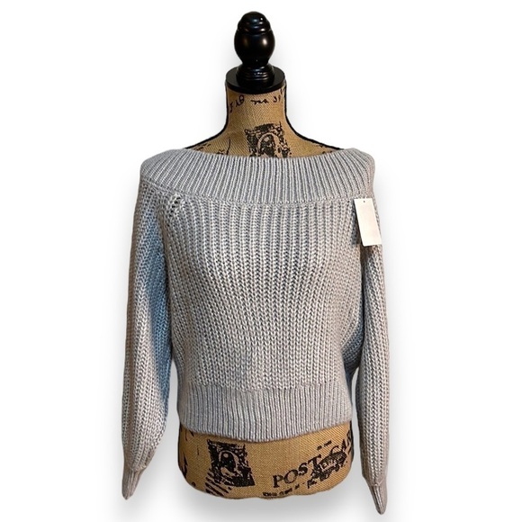 Divided Cropped Off the Shoulder Gray Sweater Women’s Size Large - Picture 2 of 7